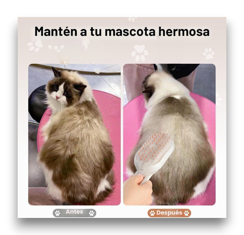 🐶 PetSteam™ | Cepillo de Vapor 3 en 1 para Mascotas | Menos Pelos en Casa y Sin Tirones