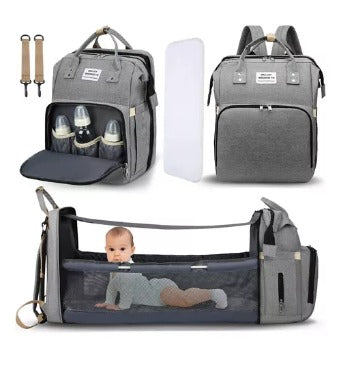 🥇BabyGo™ | Mochila Maternal 5 en 1 | Cuna, Cambiador y Organizador Inteligente